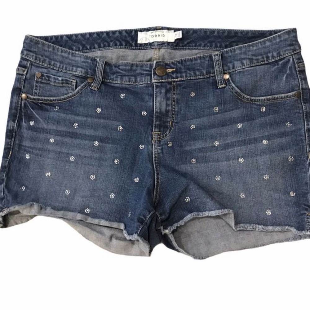 Torrid Denim Shorts with flower rhinestones